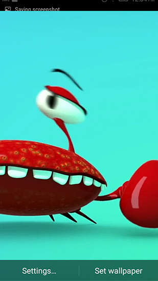 Screenshots of the live wallpaper Funny Mr. Crab for Android phone or tablet.
