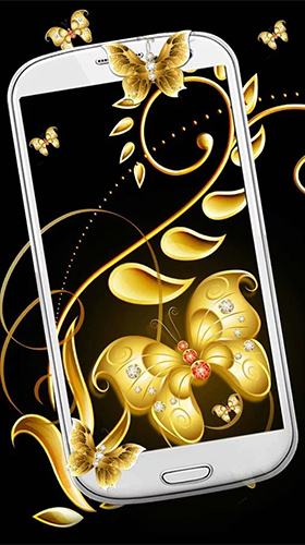 Full version of Android apk livewallpaper Gold butterfly for tablet and phone.