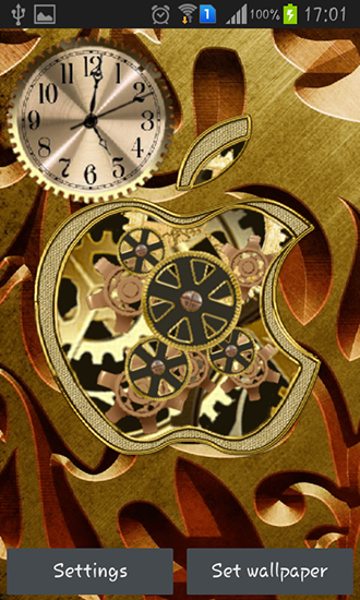 Screenshots of the live wallpaper Golden apple clock for Android phone or tablet.