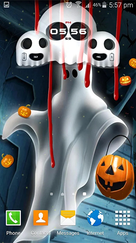 Full version of Android apk livewallpaper Halloween: Clock for tablet and phone.