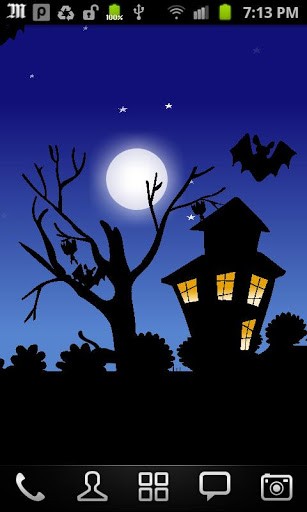 Screenshots of the live wallpaper Halloween: Moving world for Android phone or tablet.