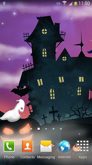 Screenshots of the live wallpaper Halloween night for Android phone or tablet.