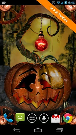 Screenshots of the live wallpaper Halloween steampunkin for Android phone or tablet.