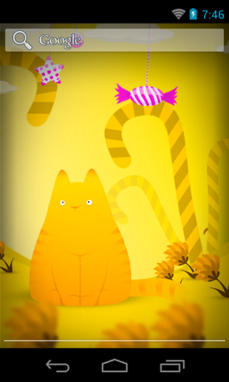 Screenshots of the live wallpaper Hamlet the cat for Android phone or tablet.