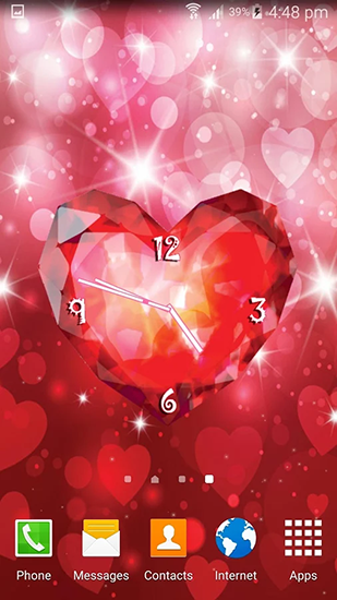 Screenshots of the live wallpaper Hearts сlock for Android phone or tablet.