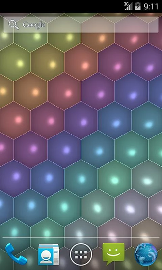 Screenshots of the live wallpaper Hex Cells for Android phone or tablet.