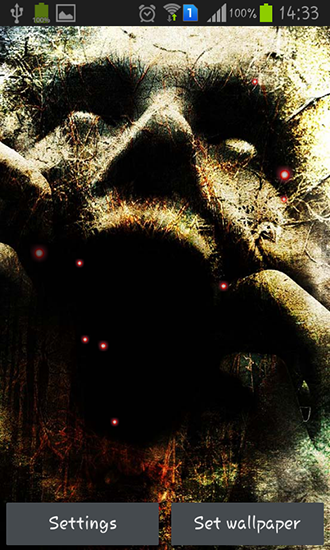 Screenshots of the live wallpaper Horror for Android phone or tablet.