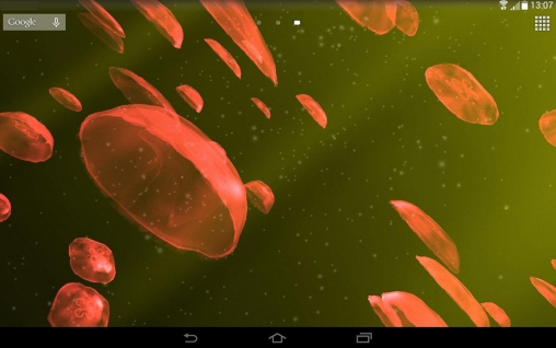 Screenshots of the live wallpaper Jellyfishes 3D for Android phone or tablet.