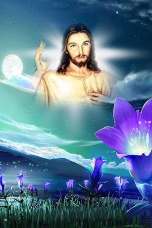 Screenshots of the live wallpaper Jesus for Android phone or tablet.