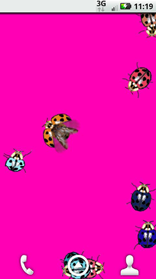Screenshots of the live wallpaper Ladybugs for Android phone or tablet.
