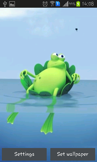Screenshots of the live wallpaper Lazy frog for Android phone or tablet.