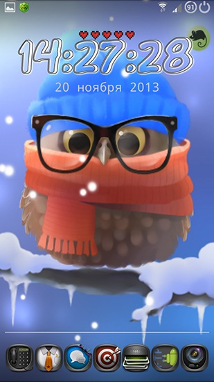 Screenshots of the live wallpaper Little owl for Android phone or tablet.