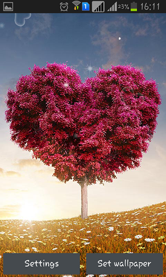 Screenshots of the live wallpaper Love tree by Pro live wallpapers for Android phone or tablet.