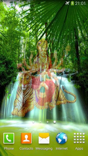 Screenshots of the live wallpaper Magic Durga & temple for Android phone or tablet.