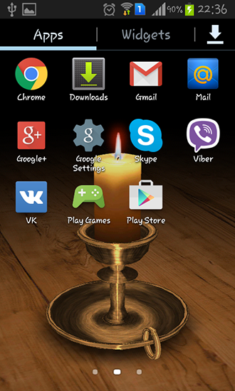 Screenshots of the live wallpaper Melting candle 3D for Android phone or tablet.