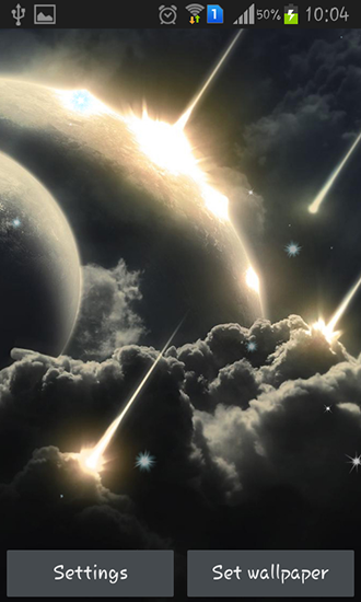 Screenshots of the live wallpaper Meteor for Android phone or tablet.
