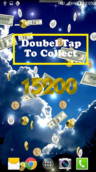 Screenshots of the live wallpaper Money rain for Android phone or tablet.