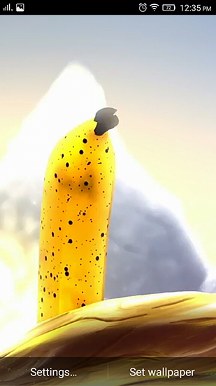 Screenshots of the live wallpaper Monkey and banana for Android phone or tablet.