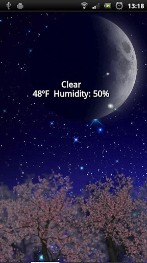 Screenshots of the live wallpaper Moomlight for Android phone or tablet.
