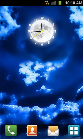 Screenshots of the live wallpaper Moon clock for Android phone or tablet.