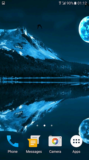 Screenshots of the live wallpaper Moonlight 3D for Android phone or tablet.