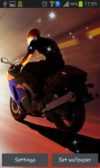 Screenshots of the live wallpaper Motorcycle for Android phone or tablet.