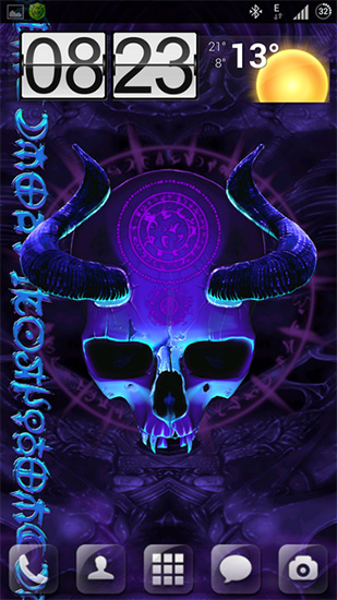 Screenshots of the live wallpaper Mystical skull for Android phone or tablet.