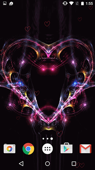 Screenshots of the live wallpaper Neon hearts for Android phone or tablet.