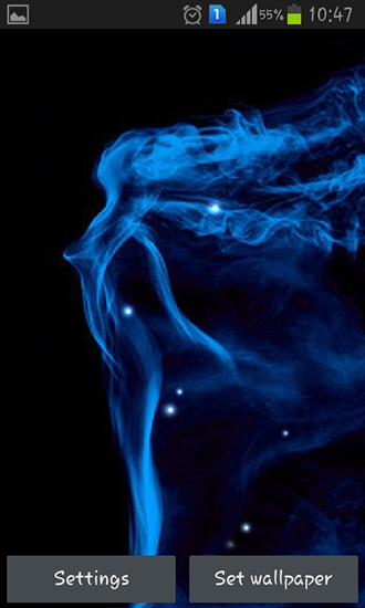 Screenshots of the live wallpaper Neon smoke for Android phone or tablet.