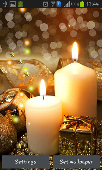 Screenshots of the live wallpaper New Year candles for Android phone or tablet.