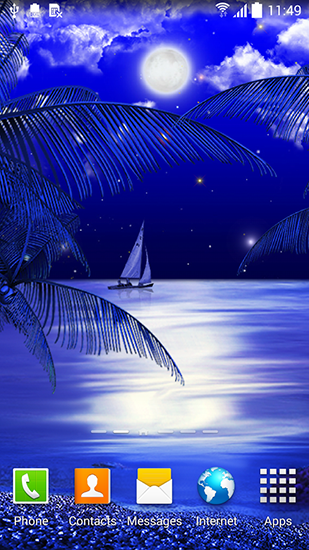 Screenshots of the live wallpaper Night beach for Android phone or tablet.