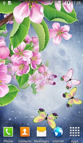 Screenshots of the live wallpaper Night sakura for Android phone or tablet.