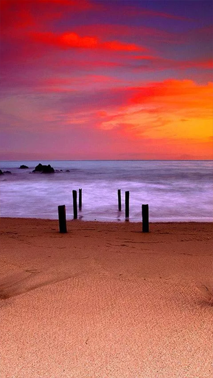 Screenshots of the live wallpaper Ocean and Sunset for Android phone or tablet.