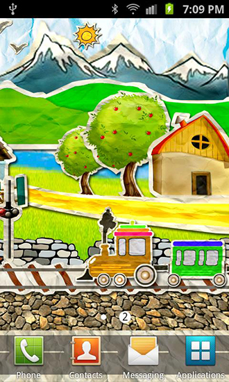 Screenshots of the live wallpaper Paper train for Android phone or tablet.
