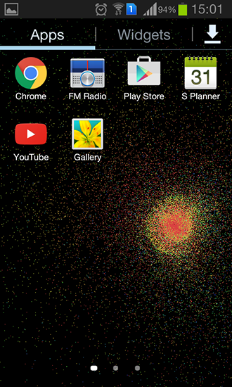 Screenshots of the live wallpaper Particle flow for Android phone or tablet.