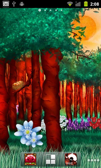 Screenshots of the live wallpaper Peaceful forest for Android phone or tablet.