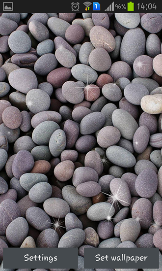Screenshots of the live wallpaper Pebbles for Android phone or tablet.