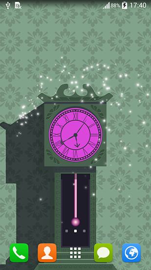 Screenshots of the live wallpaper Pendulum clock for Android phone or tablet.