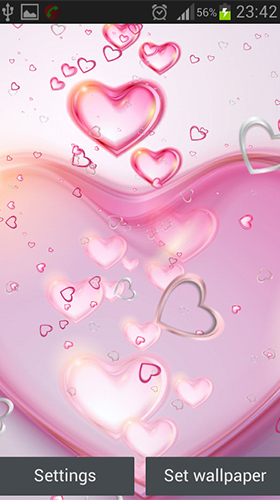 Full version of Android apk livewallpaper Pink hearts for tablet and phone.