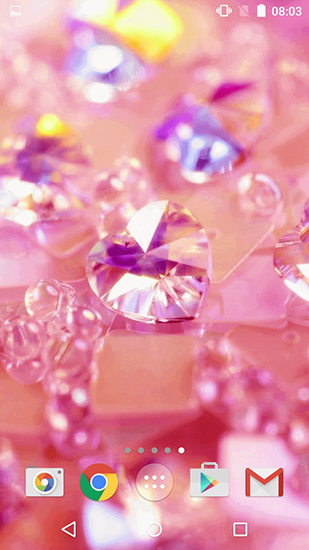 Screenshots of the live wallpaper Pink diamonds for Android phone or tablet.