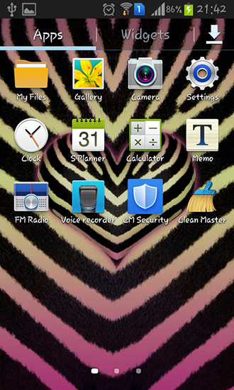 Screenshots of the live wallpaper Pink zebra for Android phone or tablet.
