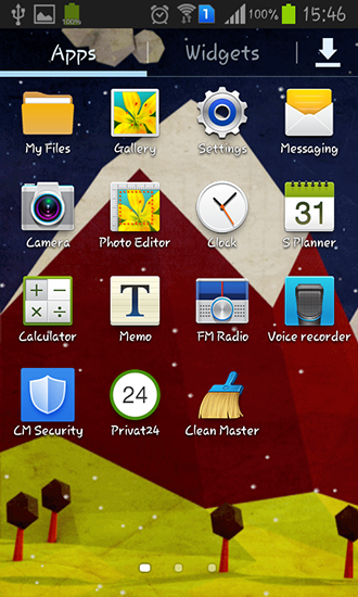 Screenshots of the live wallpaper Polygon hill for Android phone or tablet.