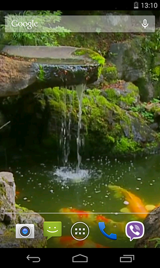 Screenshots of the live wallpaper Pond with Koi for Android phone or tablet.