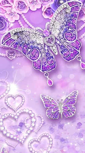 Full version of Android apk livewallpaper Purple diamond butterfly for tablet and phone.