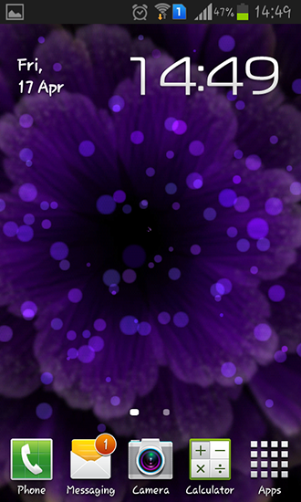 Screenshots of the live wallpaper Purple flower for Android phone or tablet.
