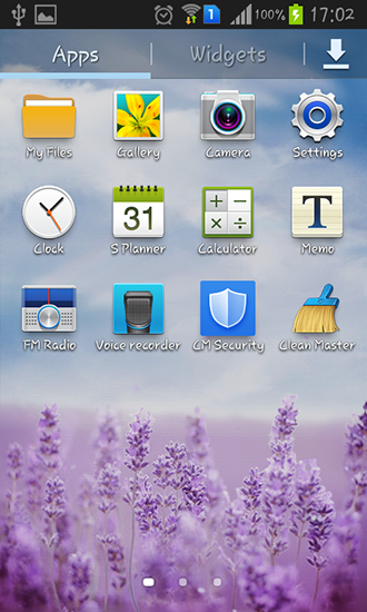Screenshots of the live wallpaper Purple lavender for Android phone or tablet.