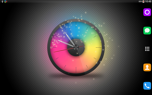 Screenshots of the live wallpaper Rainbow clock for Android phone or tablet.