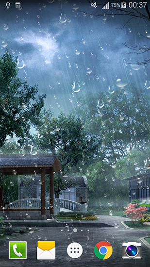 Screenshots of the live wallpaper Raindrop for Android phone or tablet.
