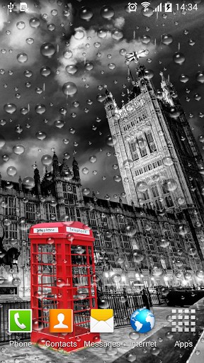 Screenshots of the live wallpaper Rainy London for Android phone or tablet.