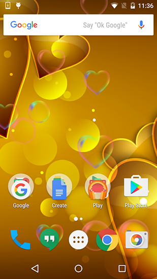 Screenshots of the live wallpaper Red and gold love for Android phone or tablet.